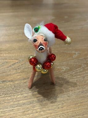 ANNALEE Reindeer Spotted Fawn Red Santa Hat 6" 2008 Deer Holly Plush Christmas